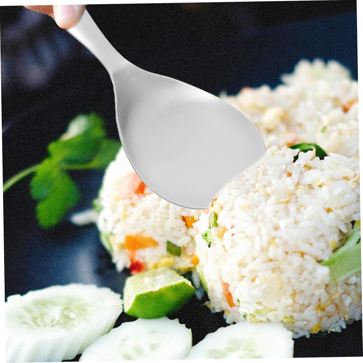 Cabilock Practical Large Scoops Rice Paddles 304 Stainless Steel Rice Spoons Non-stick Scoops