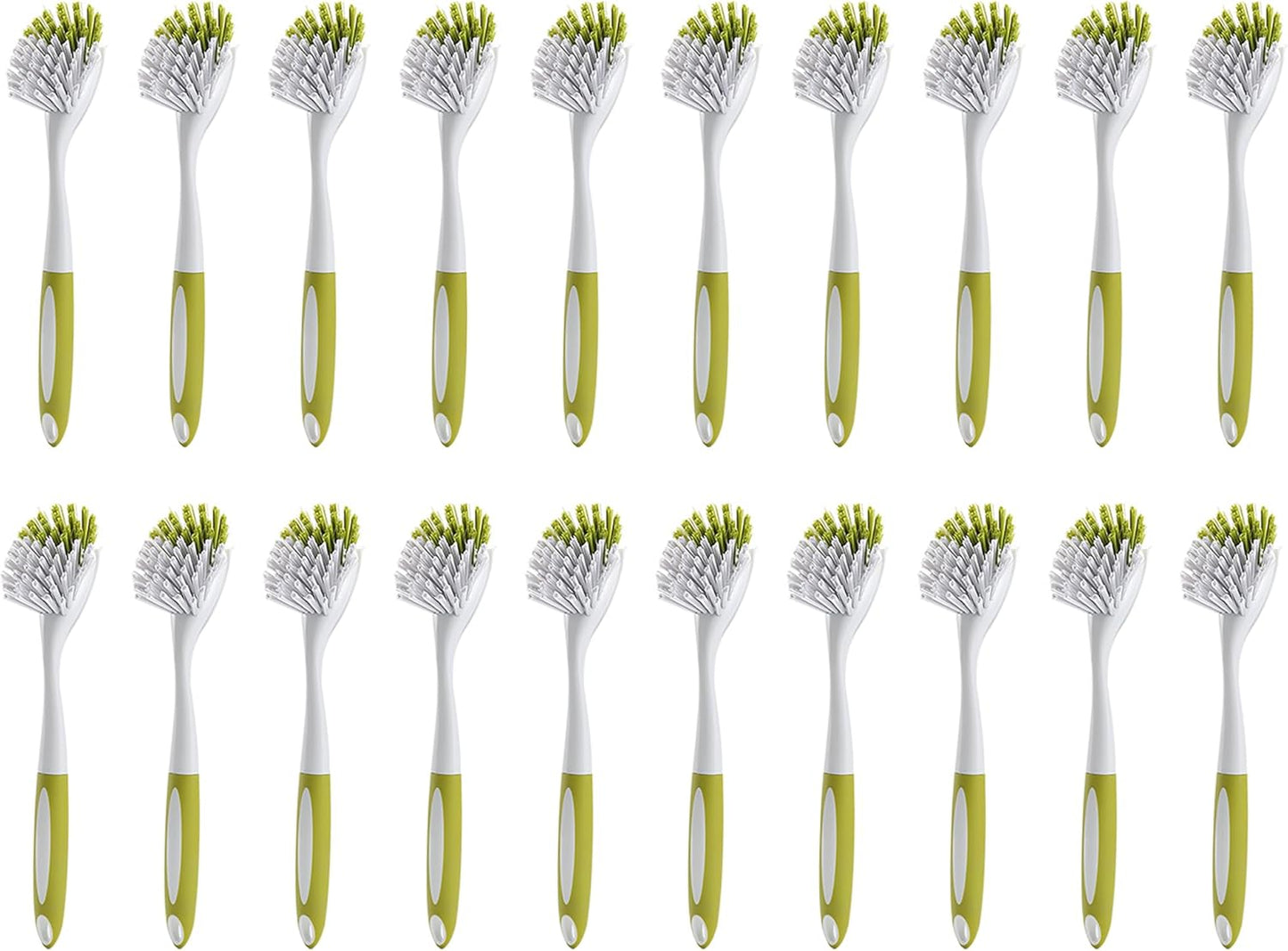 Dish Brush, Dish Scrubber & Kitchen Scrub Brush for Dishes, Pots, Pans, Sink, Cast Iron, Yellow-Green 20 Pack