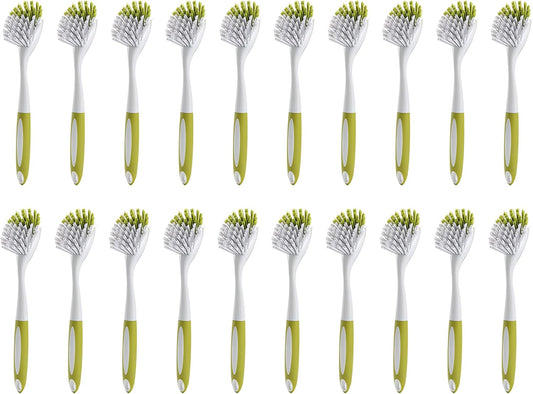 Dish Brush, Dish Scrubber & Kitchen Scrub Brush for Dishes, Pots, Pans, Sink, Cast Iron, Yellow-Green 20 Pack