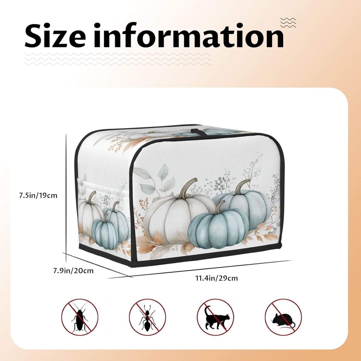 Toaster Cover 2 Slice Pastel Pumpkin Thanksgiving Leaf Kitchen Small Appliance Covers with Pockets Dust and Fingerprint Protection