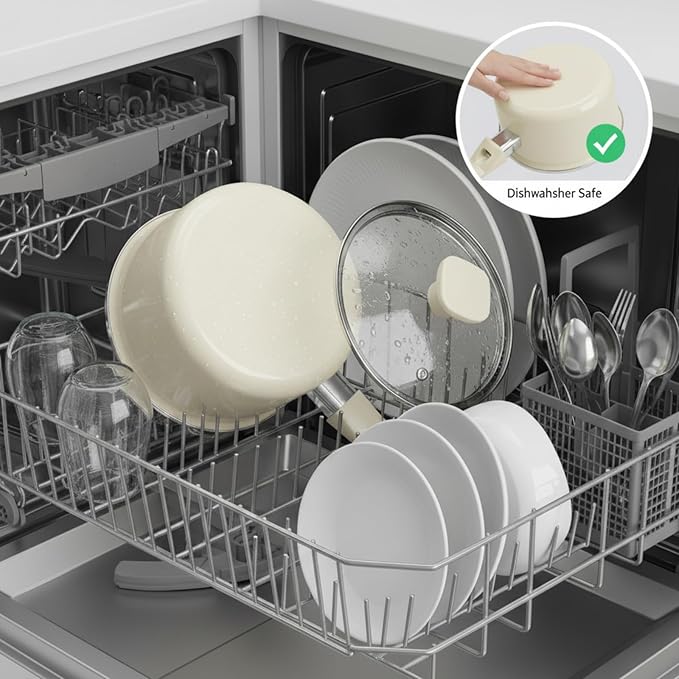 ZOOFOX Ceramic Sauce Pan with Lid, 1.5 Quarts Nonstick Small Cooking Pot with Stay-Cool Handle, Kitchen Non Toxic Soup Pot for Multipurpose Use, PTFE, PFOA and PFAS Free, Compatible All Stovetops