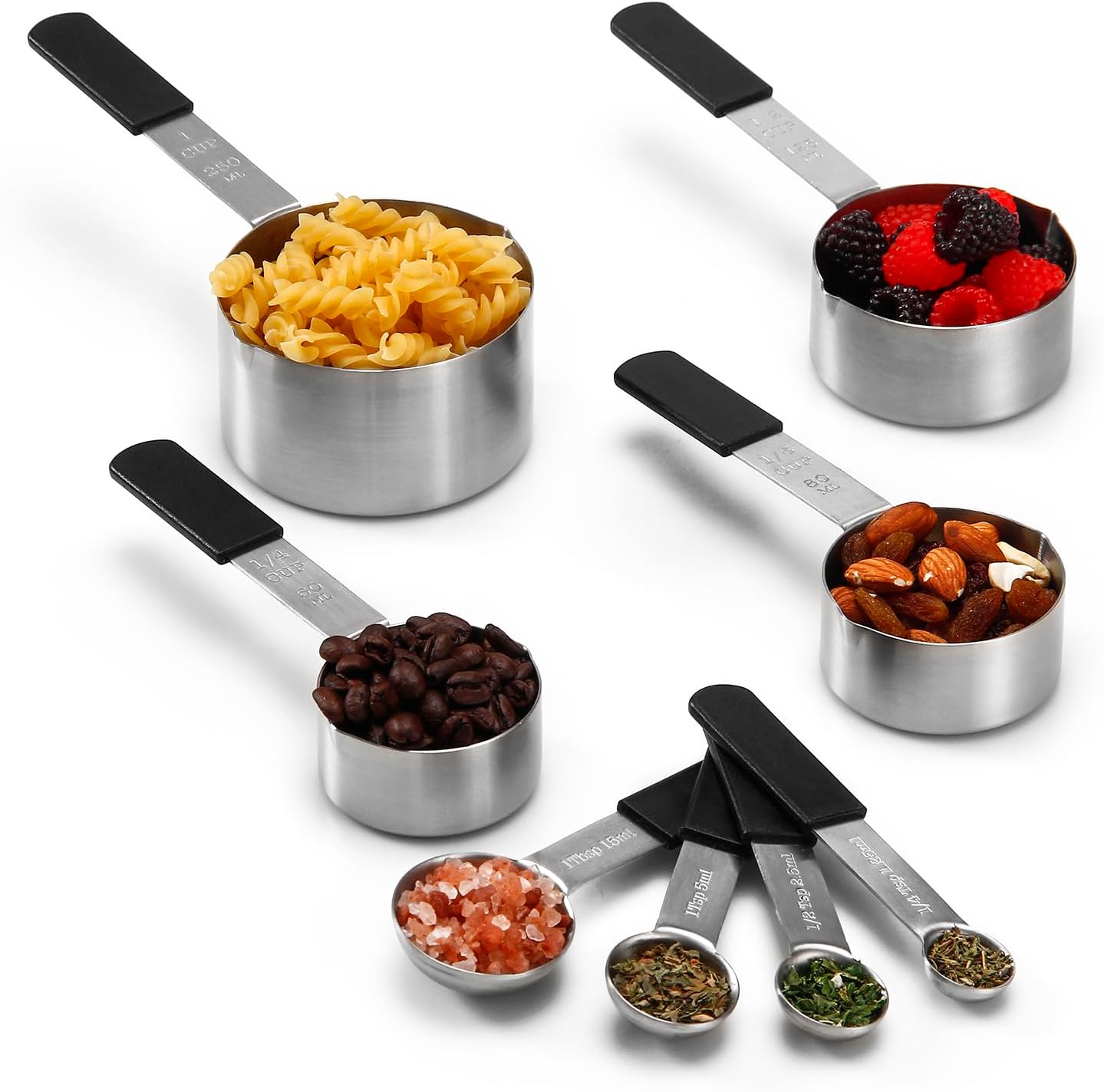 Magnetic Stackable Stainless Steel Measuring cups and spoons set,4 Magnetic measuring cups,4 magnetic measuring spoons