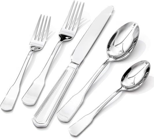 HIKAA Premium Silverware Set, Stainless Steel Flatware Set with Wide-Based Handles for Comfort & Durability, Forks & Spoons Cutlery Silverware Set (30PCS)