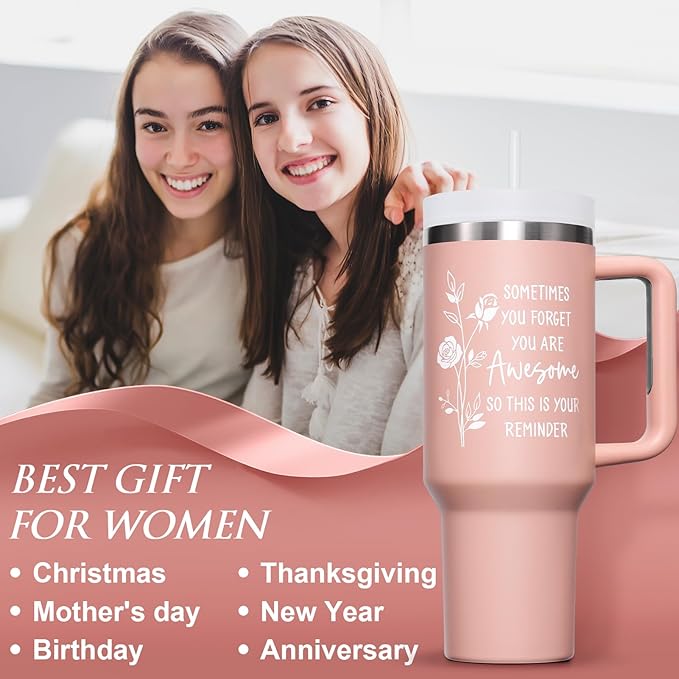Birthday Gifts for Women Friendship, 40 OZ Tumbler Christmas Inspirational Gift for Women Unique Thank You Gifts for Mom Friend Sister Employee Coworker Teacher Nurse Awesome Gift, Insulated Cup