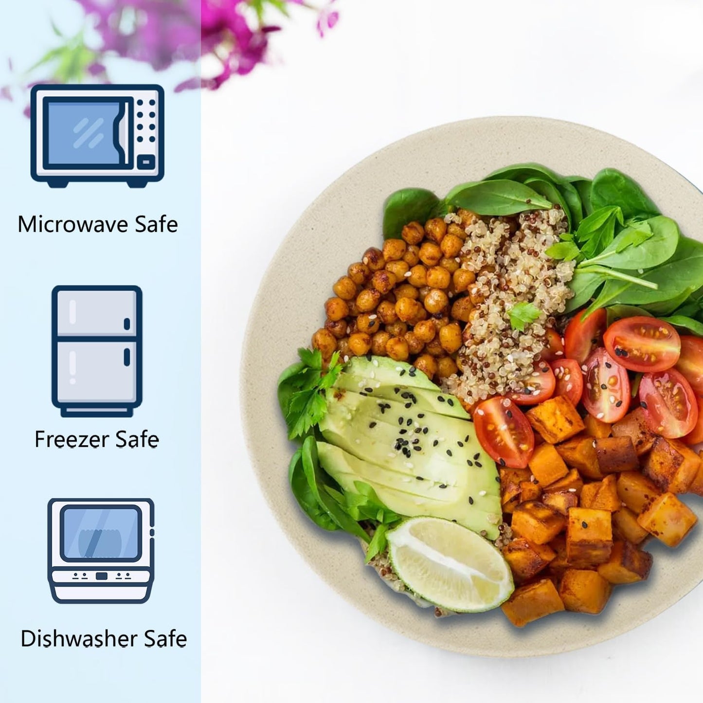 Wheat Straw Dinner Plates Set of 8 - Alternative to Plastic - Microwave & Dishwasher Safe - Unbreakable - For Kitchen, Camping, Salad, Appetizer (Beige, 10 inch)