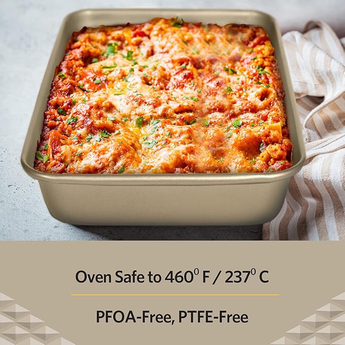 Glad Baking Pan Nonstick - Oblong Metal Dish for Cake and Lasagna - Heavy Duty Carbon Steel Bakeware, Large