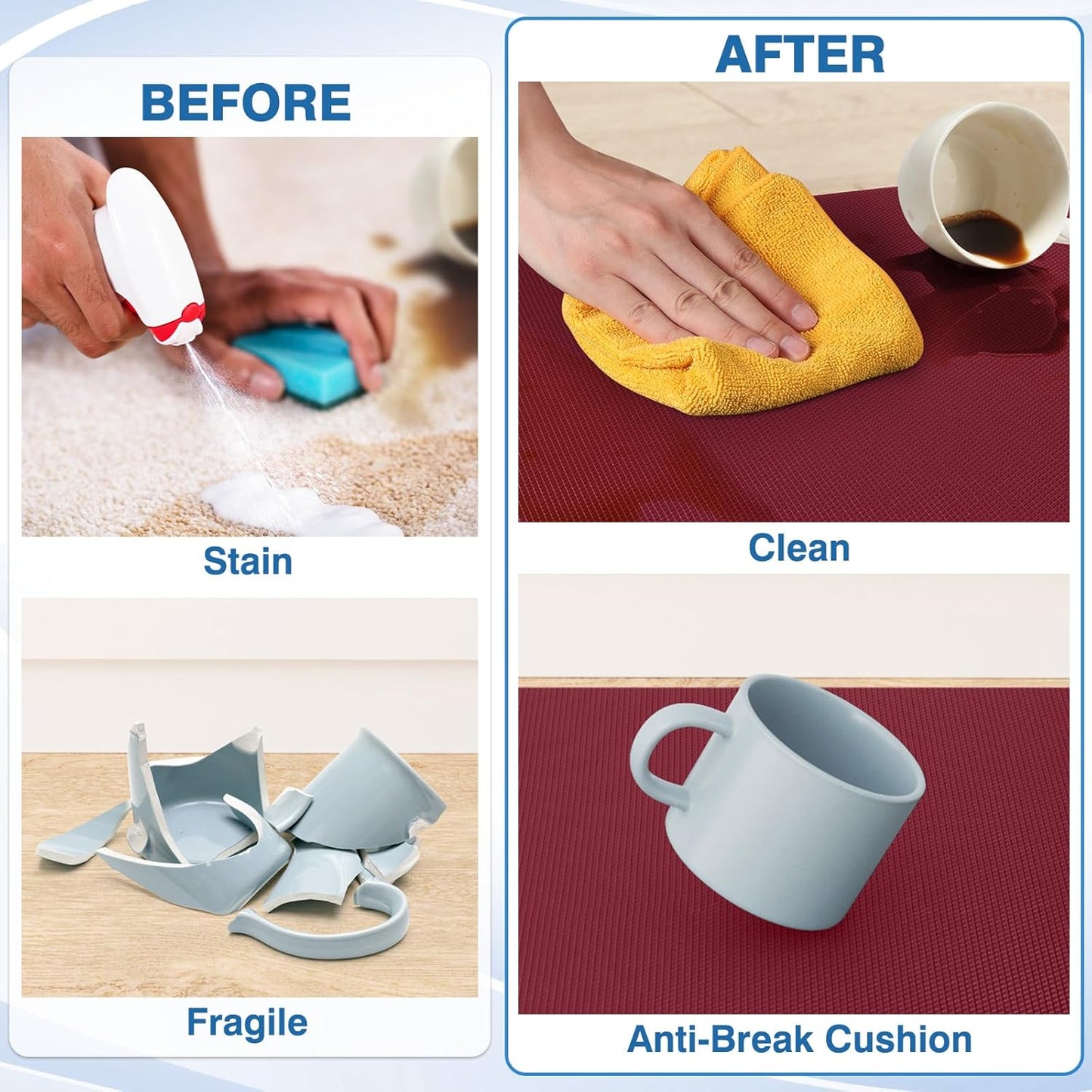 StepRite Kitchen Mats, 2PCS Kitchen Rugs, Cushioned Anti Fatigue Kitchen Mats for Floor, Non-Slip Standing Desk Mat, Waterproof Kitchen Rug Set for Kitchen, Floor, Office, 17.3"x30"+17.3"x59", Red