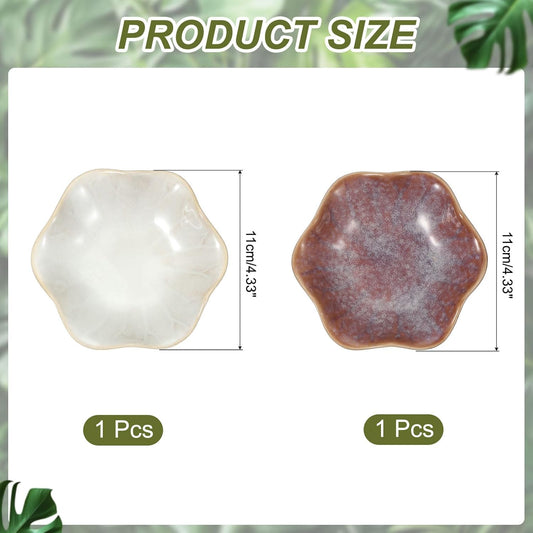 uxcell 2Pcs Ceramics Jewelry Plate, Lotus Leaf Shape Key Holder Bowl for Entryway Table Decor Small Ring Tray Dish Gift for Women Girlfriend, Purple/White