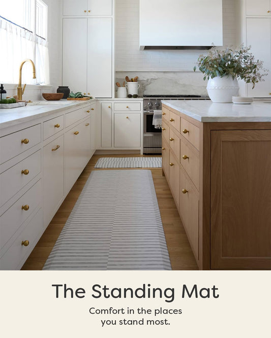 House of Noa Nama Standing Mat – Anti-Fatigue Cushioned Kitchen Mats for Floor | Ergonomic Bounce-Back Foam Kitchen Mats | Anti-Fatigue Mats for Kitchen & Standing | Reese Ash | 22" x 54"