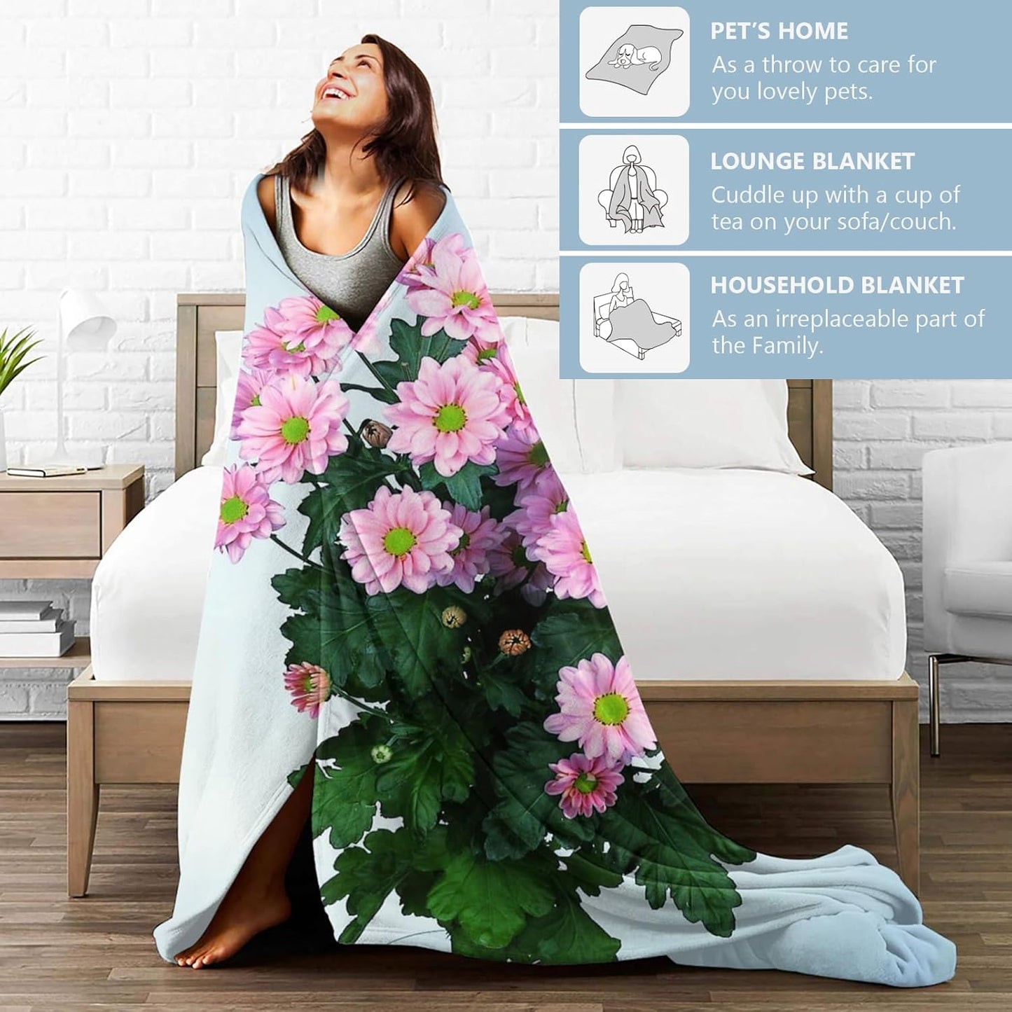 Moose Blanket,Gifts for Wildlife Lovers,Lightweight Flannel Throw Blankets,Realistic Animal in Woodland Background Throws Home Decor,for Couch Living Room Office,60x50inch