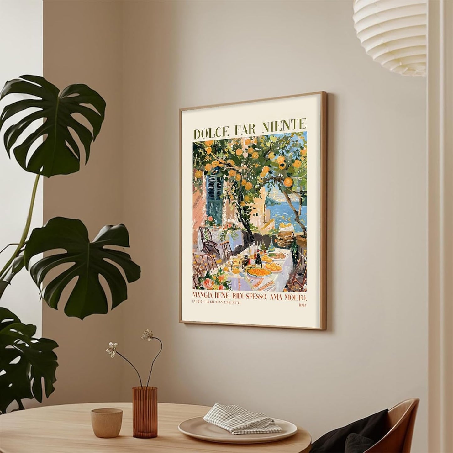 Kitchen Wall Art Painting Restaurant Poster Vintage Italy Canvas Wall Art Bar Cart Picture Trendy Italy Dinner Party Oranges Wall Decor 16x24 Inch UnFramed Canvas for Home Kitchen Living Room Decor