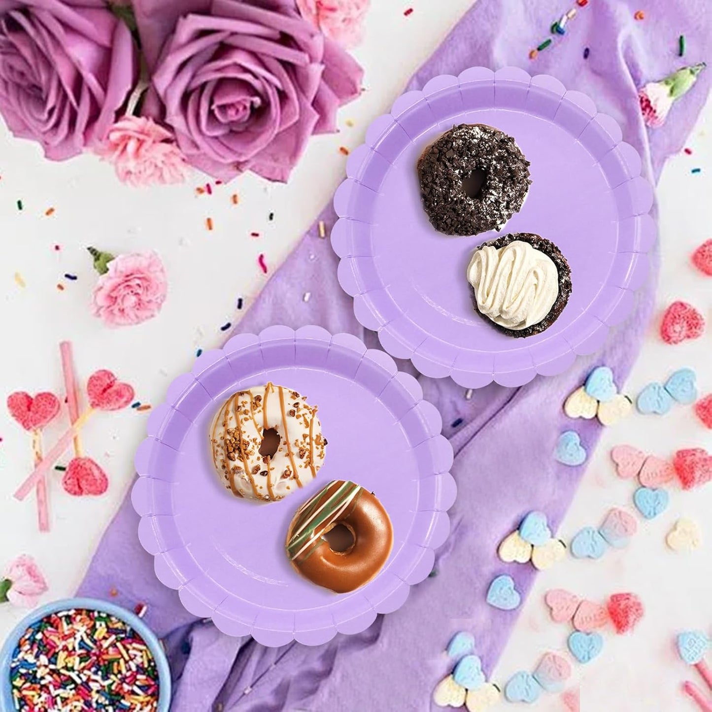 50Pcs Light Purple Paper Plates Purple Party Supplies 9 Inch Disposable Dessert Plates Birthday Party Plates for Tea Party Baby Shower Wedding Graduation Picnic BBQ