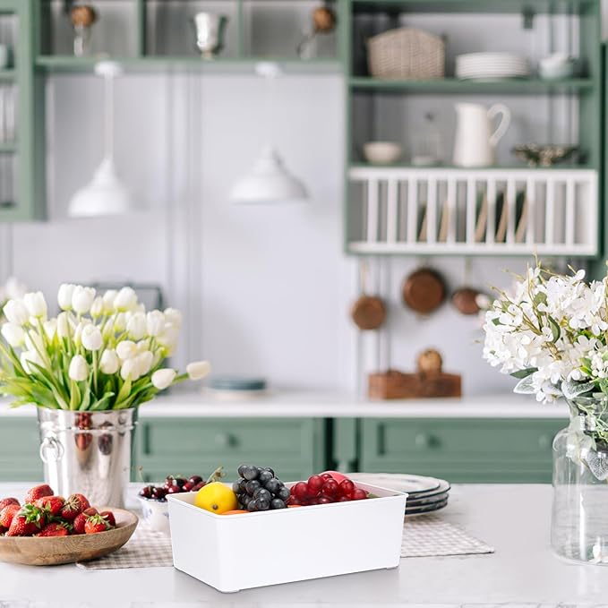 BSTKEY Seasoning Packet Organizer, Food Storage Organizer with Divided 4 Compartments, Plastic Storage Caddy for Kitchen Pantry Cabinet, Kitchen Organization Bin for Snacks Spice Packets