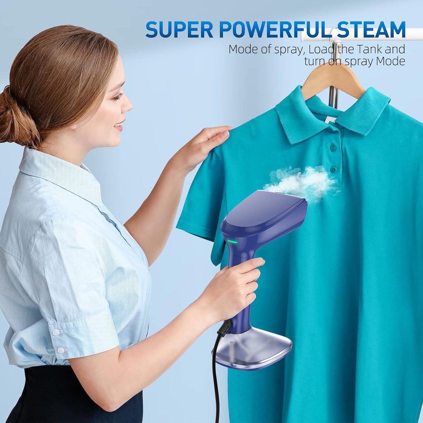 Steamer for Clothes - 1800W Powerful Steam, 2 Modes for Wet and Dry Ironing, 20-Second Fast Heat-up,Detachable Water Tank with Heat-Resistant Gloves -Removing Wrinkles.Only for 120V Countries.Blue