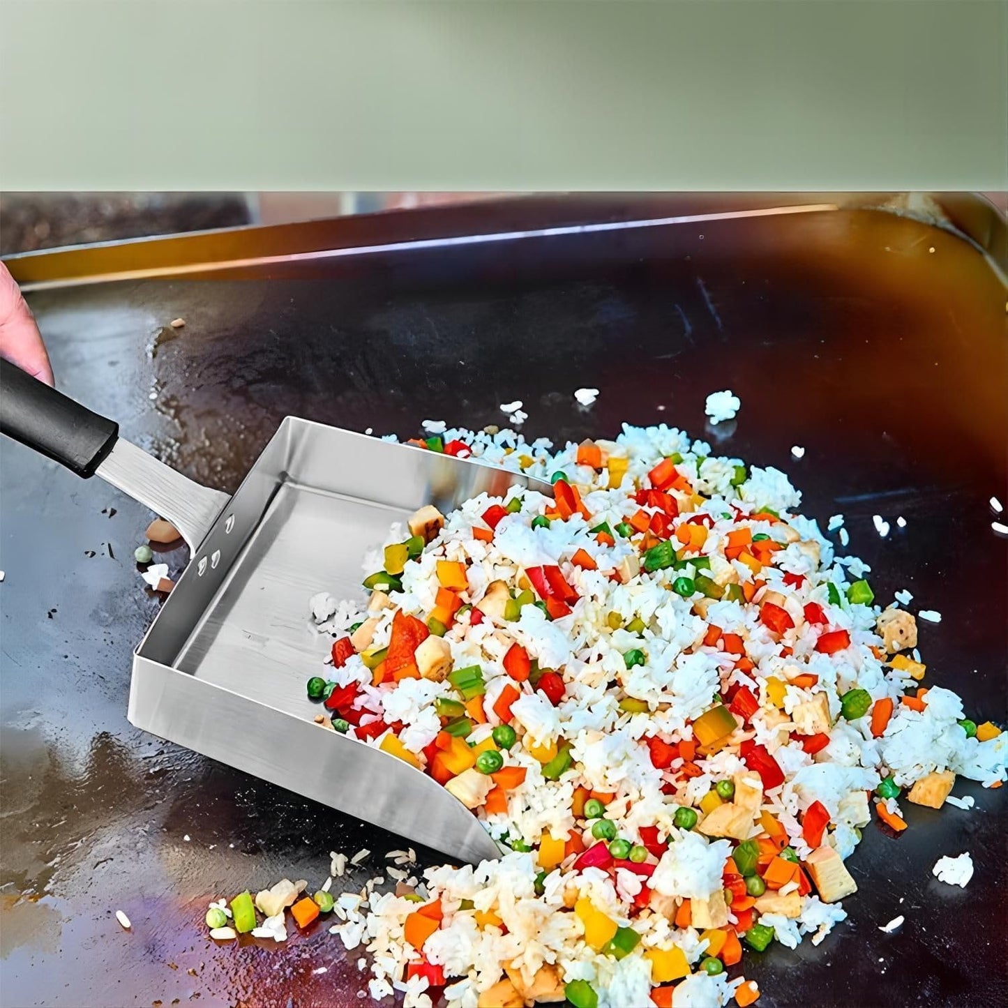 Generic Large Griddle Scoop and Wide Smash Burger Spatula. Stainless Steel Griddle Food Mover. BBQ Grill Food Shovel for Fried Food, Stir Fry, Hibachi Tools, Silver