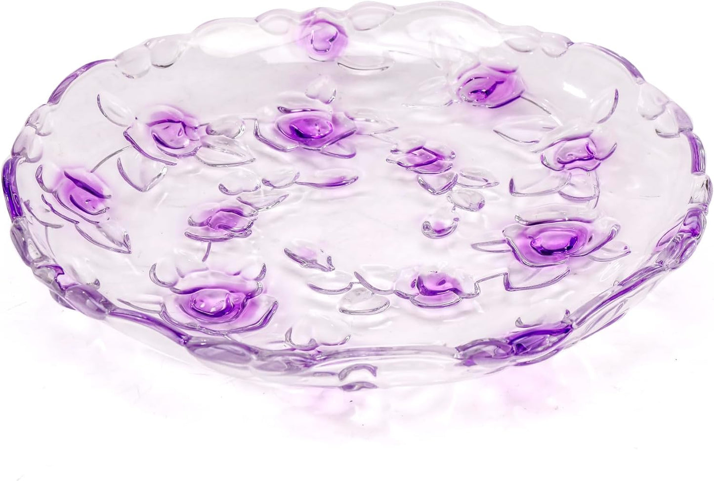 MAGCOLOR Purple Rose -shaped Large Decorative Bowl-13 inch Diameter, Modern Handicraft Pink Bowls for Home Decor, Decorative Fruit Bowl for Kitchen Counter, Stylish Key Bowl for Entry Table, (Purple)