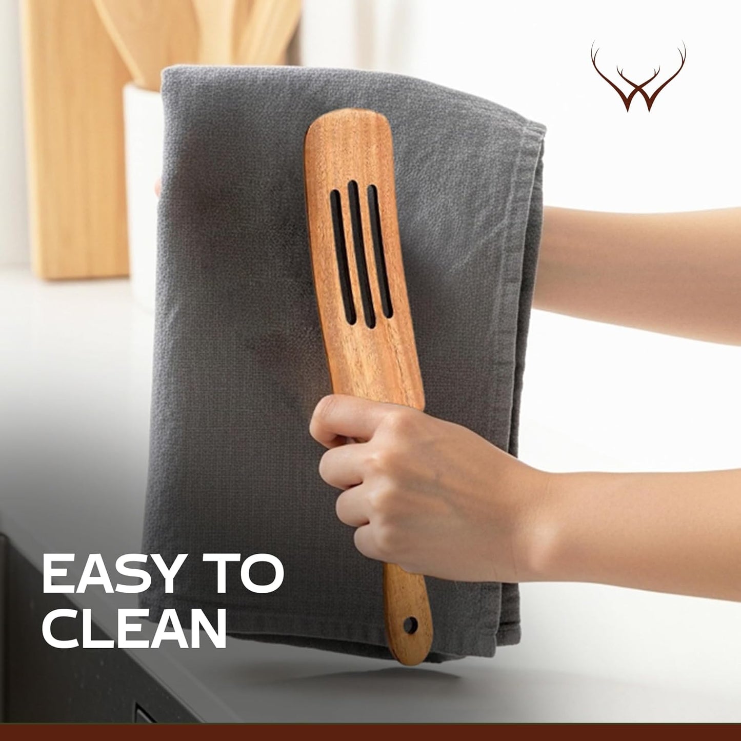 Wooden Spurtle Set for Cooking - Handmade Premium Turner, Nonstick Wooden Spoons for Cooking Flat Frying Utensils with Right Long Handle (7PC Spatula Set)