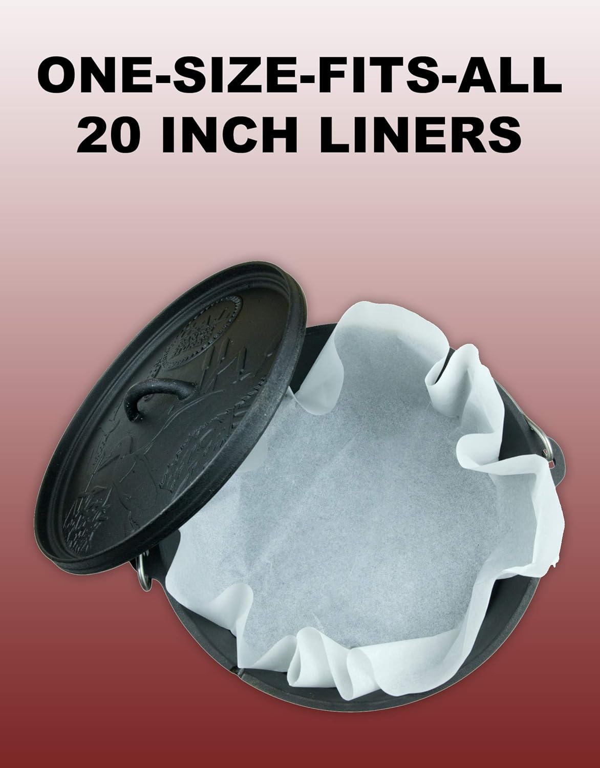 CampLiner Disposable Dutch Oven Liners – 20 Pack Extra-Thick Parchment Paper Rounds for 10”–14” Cast Iron Dutch Ovens | Eco-Friendly, Easy Cleanup Liners for Camping, Baking, & Outdoor Cooking