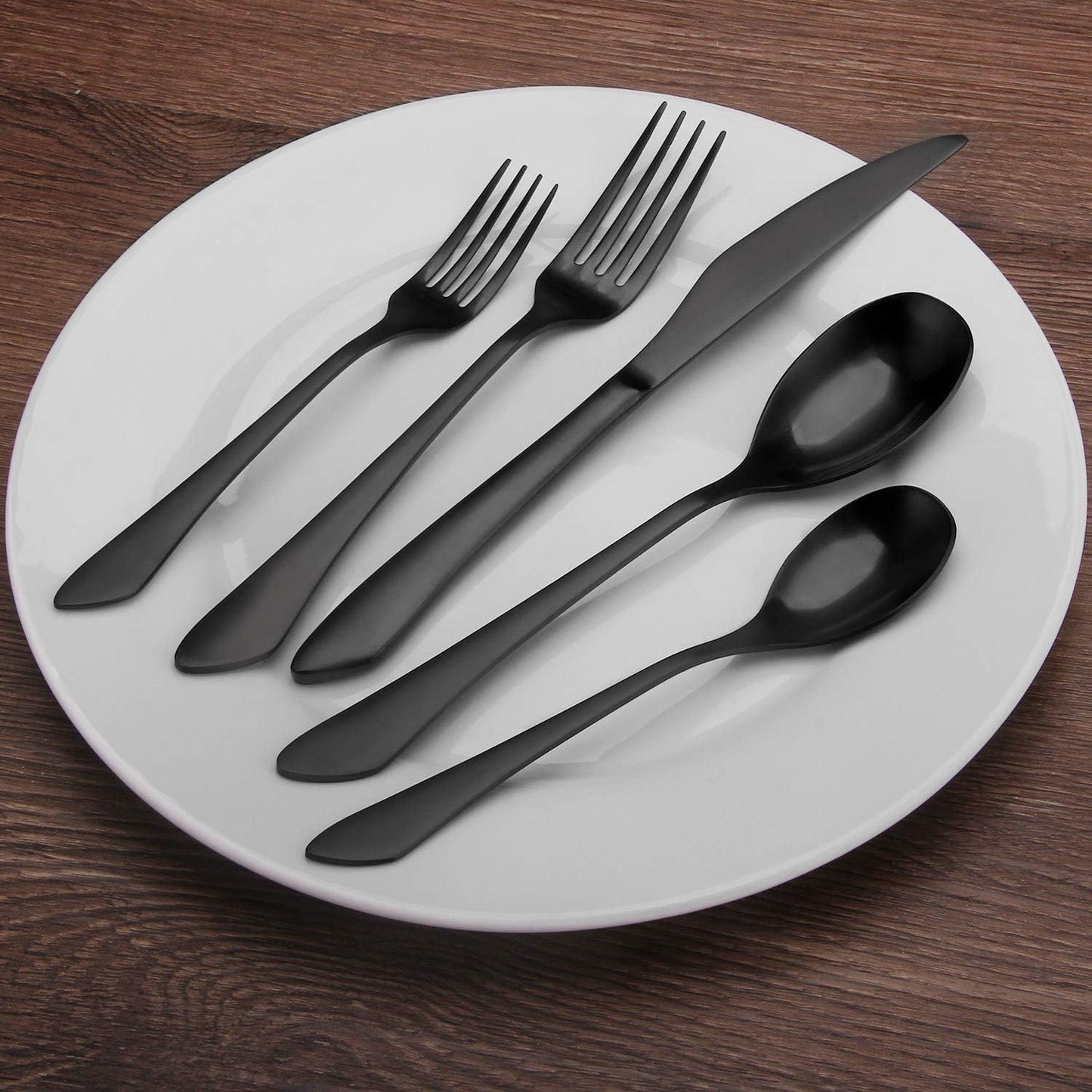 Matte Black Silverware Set, 40-Piece Stainless Steel Flatware Set Service for 8, Satin Finish Tableware Cutlery Set for Home and Restaurant, Dishwasher Safe