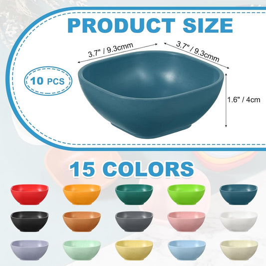 uxcell 10pcs Straw Dipping Bowls, Unbreakable Prep Bowls, Small Dessert Bowls for Side Dishes Snacks Fruits Appetizers, Dark Blue