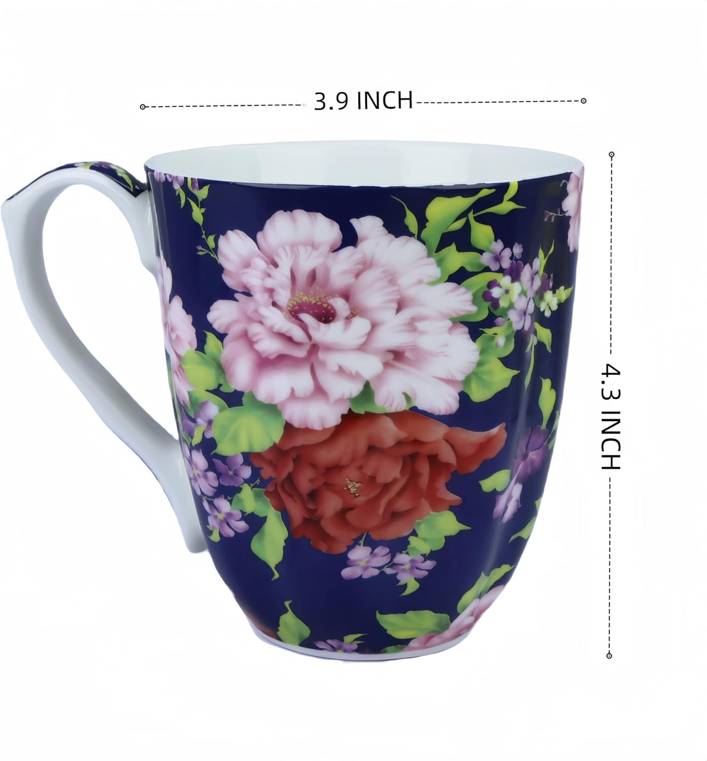 14oz Cute Coffee Mugs for Women Cute Mugs Bone China Floral Coffee Mug Teacups for Mom Women Birthday Gifts Christmas Gifts