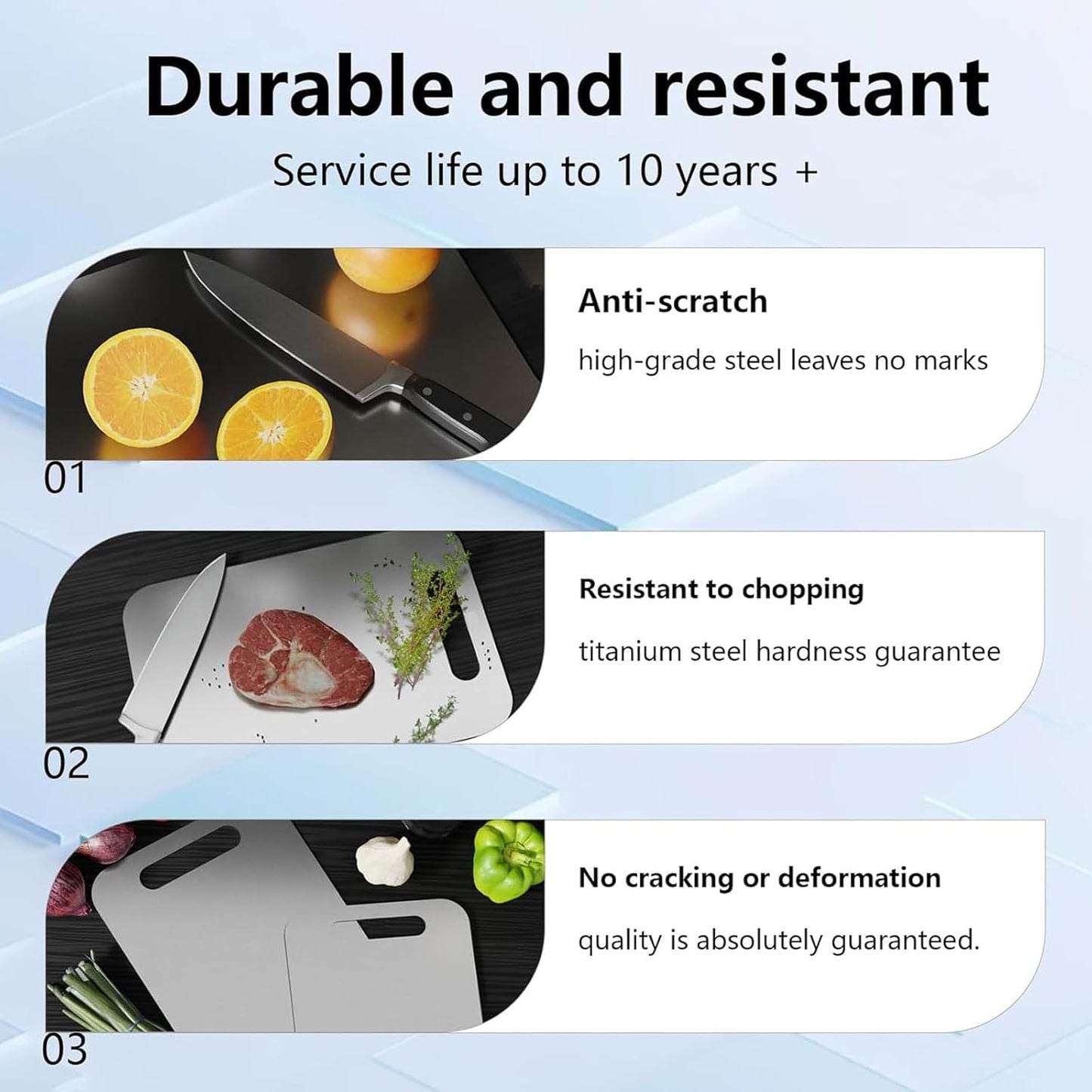 Titanium Cutting Board Set of 1, 18 * 12inches, Titanium Cutting Boards for Kitchen, Food Grade Metal Double Sided Chopping Boards for Kitchen Counter Meat Vegetable Fruit Outdoor Camping