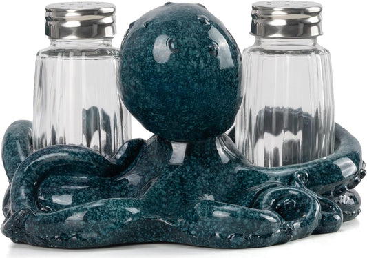 Decorative Octopus Salt and Pepper Shaker Holder, Coastal Kitchen Decor (Octopus)