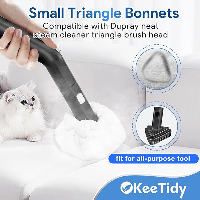 Steam Cleaner Accessories Compatible with Dupray Neat Steam Cleaners Fit for McCulloch Steamer Attachments Microfiber Pads Small Triangle Bonnets Reusable Washable Steam Mop Pads, 4 Pack