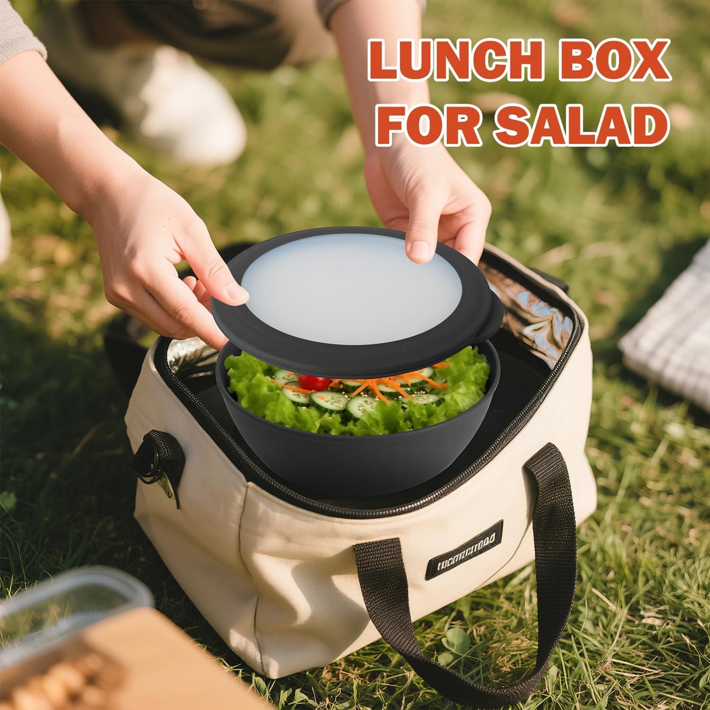 Wrova 40oz wheat straw bowls set of 4,unbreakable ramen bowl set with cover,alternative plastic bowls with cover for kitchen,party,camping and picnic. Black