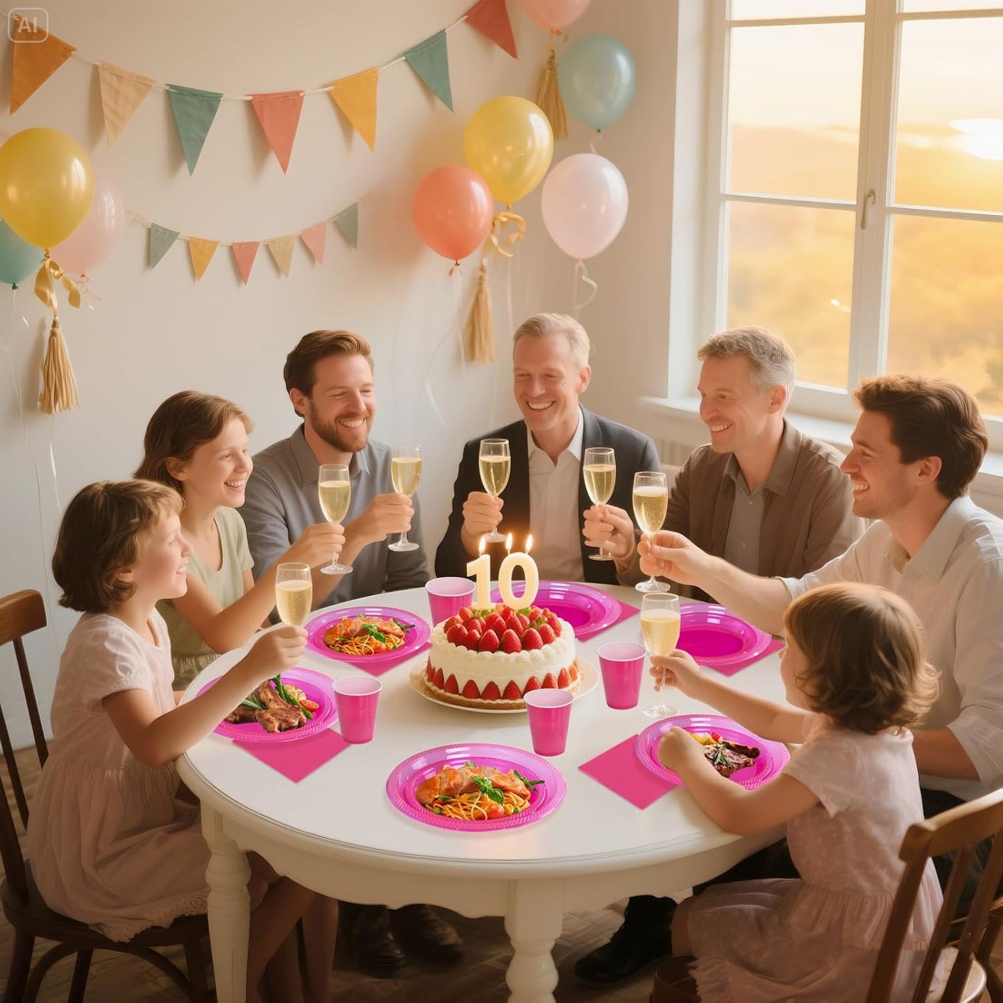 WELLIFE 210Pcs Hot Pink Plates,Clear Hot Pink Plastic Dinnerware Set,Party Supplies Including Clear Plates, 12OZ Cups, Plastic Cutlery and Paper Napkins Serve 30 Guests, Disposable Plates for Party