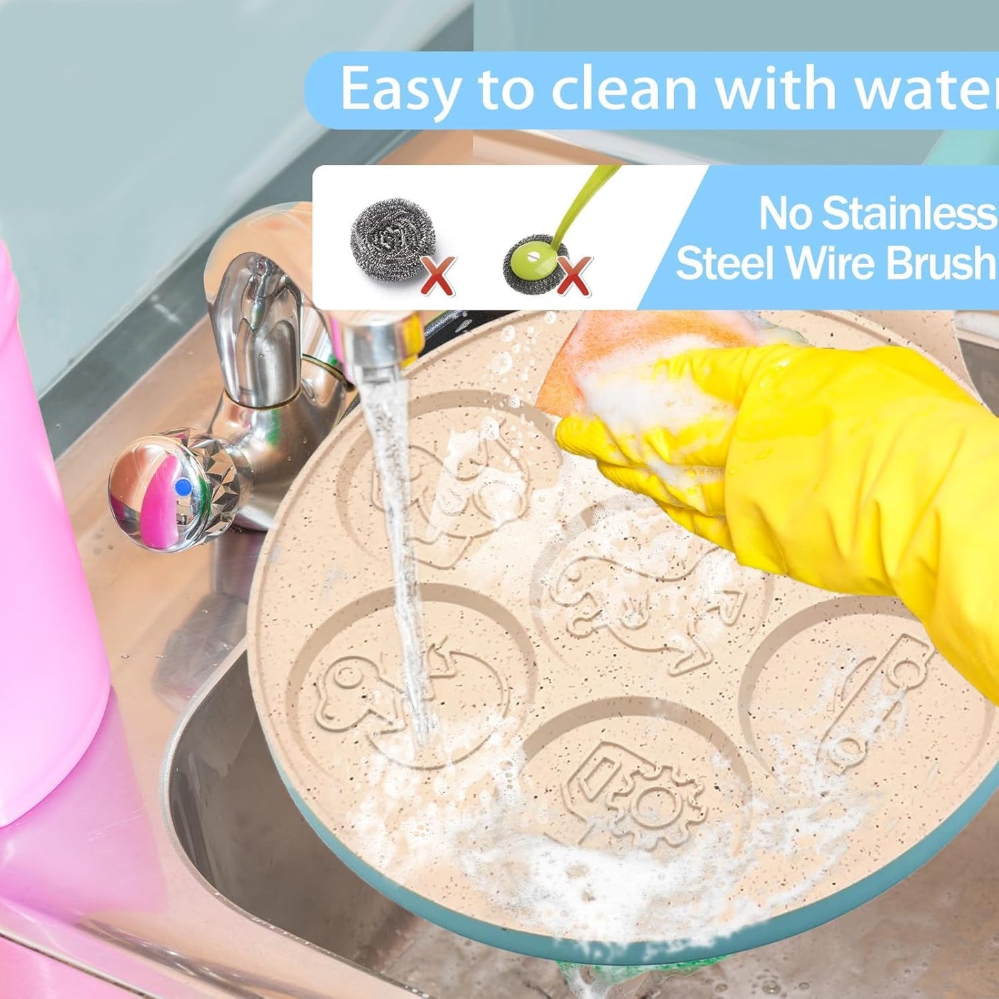 Dinosaur Egg Pan Omelette Pan 7-Cup Pancake Pan Breakfast Pancake Skillet for Eggs, Pancakes, Plett, Crepes Nonstick Pancake Maker