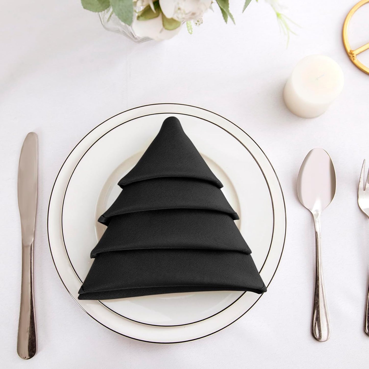 Bailarina Cloth Napkins Set of 80,17x17 inches Dinner Napkins Cloth Washable,Polyester Square Table Cloth Napkin Bulk with Hemmed Edges Ideal for Banquets, Parties and Weddings-Black