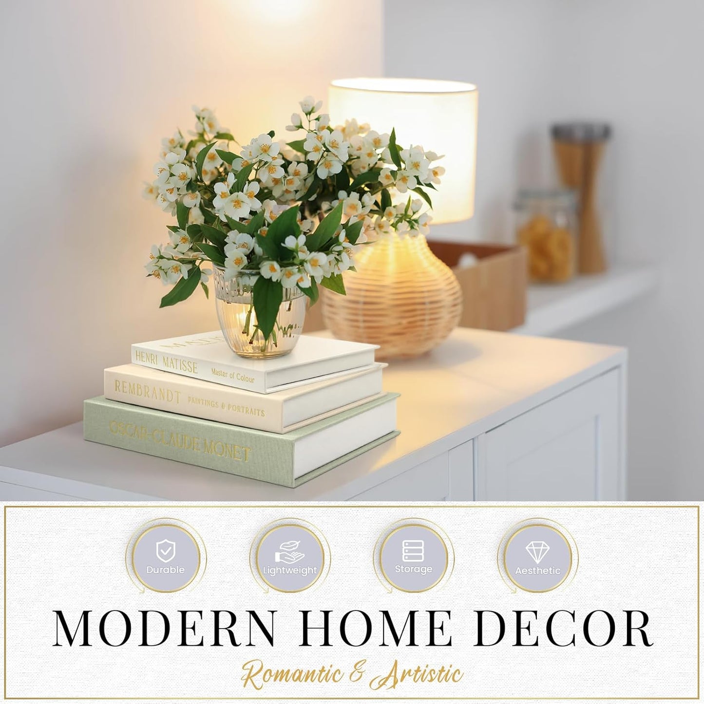 Decorative Books for Home Decor- 2Pcs Linen Decorative Boxes for Aesthetic Room Decoration, Modern Fake Book Storage Boxes for Coffee Table, Bookshelf or Mantle Decor, Light Gray