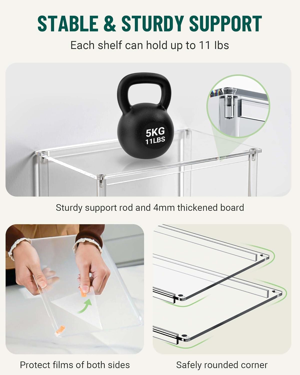 Acrylic Cabinet Organizer, Set of 2 Shelf Organizer, Spice Rack Organizer for Cabinet, Desk Countertop Organizer, Stackable Shelves for Pantry Kitchen Storage and Organization