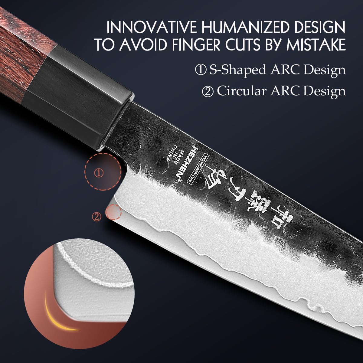 HEZHEN 5.3" Utility Knife, Clad Steel Composite Forging Steel Universal Knife, Petty Knife Paring Fruit Peeling,Japanese Style Kitchen Knife,Natural Wood Octagonal Handle