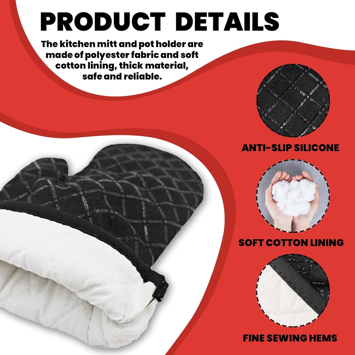 Red Oven Mitts and Pot Holders（Set of 2） Mr.Good Lookin' is Cookin' Heat Resistant Mitts Silicone Non-Slip Oven Mitts with Hanging Loop Great Birthday Gifts for Men Chef Husband Dad Friend