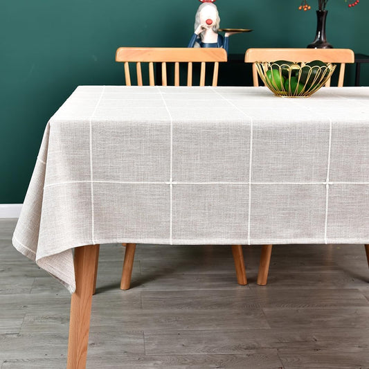 Heavy Duty Cotton Linen Table Cloth for Rectangle Table Rectangular Farmhouse Vintage Tablecloth Washable Rustic Table Cover (Linen, 52''x86'')