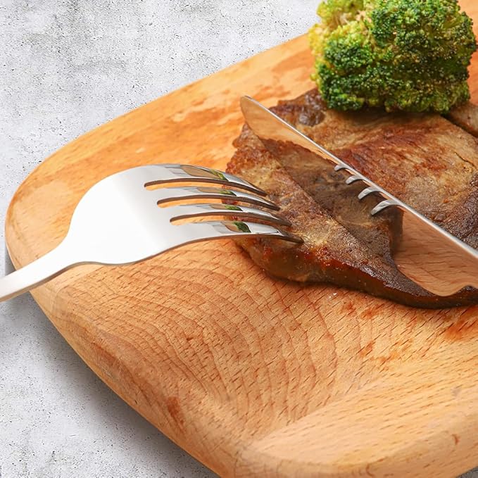 60 Piece Silverware Set for 12, Amafox Stainless Steel Flatware Set, Mirror Polished Forks and Spoons Tableware Cultery Set, Durable and Anti-corrosion, Dishwasher Safe