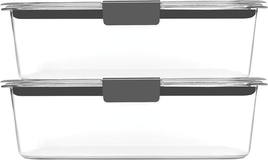 Rubbermaid Brilliance BPA-Free Food Storage Containers with Lids, Airtight Clear Set of 2 (9.6 Cup), Ideal for Lunch, Meal Prep, and Leftovers