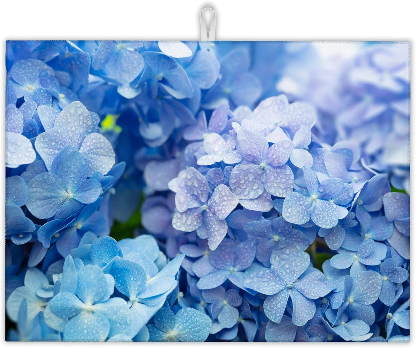 Blue Hydrangea Flower Dish Drying Mats 18x24 Inch, Dish Pad Drying Rack Mat for Kitchen Counter Ultra Absorbent Microfiber Dishware Coffee Maker Bar Countertop Decor
