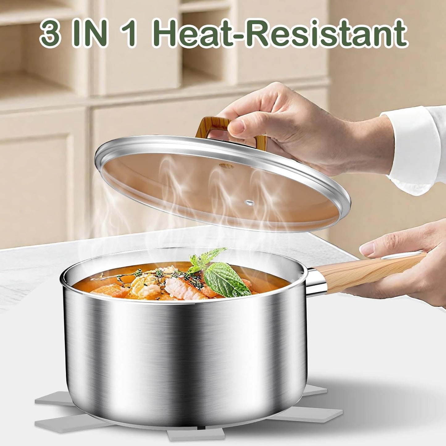 Stainless Steel Cookware Set 13PCS, Pots and Pans Set, Induction Cookware, Kitchen Cooking Set, Heavy Duty, Tri-Ply Base, Dishwasher Safe