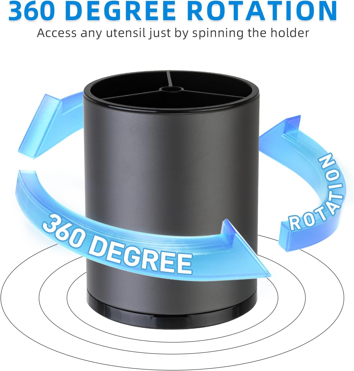 Utensil Holder,Large 360°Rotating Kitchen Utensil Holder For Counter,Cooking Silverware Organizer Stainless Steel Caddy Flatware Spoon Spatula Tool Cutlery Container