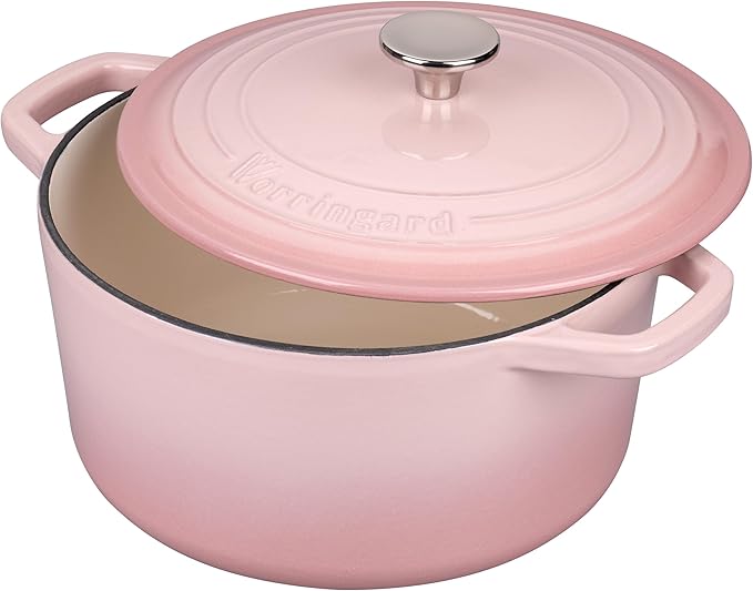 Enameled Cast Iron Dutch Oven Pot with Lid, for Bread Baking, Round Bread Oven- include Sourdough Bread Baking Supplies Set, 6QT, Pink