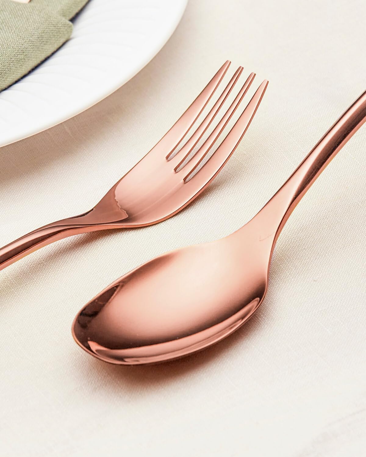 Lemeya 20-Piece Rose Gold Silverware Set for 4,Modern 18/10 Stainless Steel Flatware Set,Luxury Cutlery Set,Unique Utensils Set for Restaurant,Spoons and Forks Set,Mirror Polished,Dishwasher Safe
