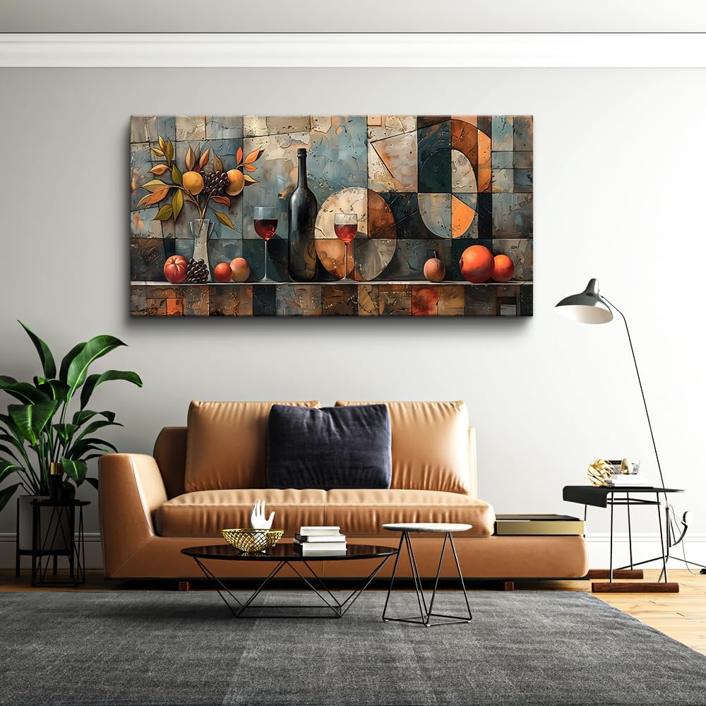 KELIYUAN Wall Art For Kitchen Wall Decor For Living Room Dining Room Decorations Wine Glass Wall Painting Still Life Abstract Pictures Artwork Ready To Hang bar Wall Posters Home Decor 20"x40"