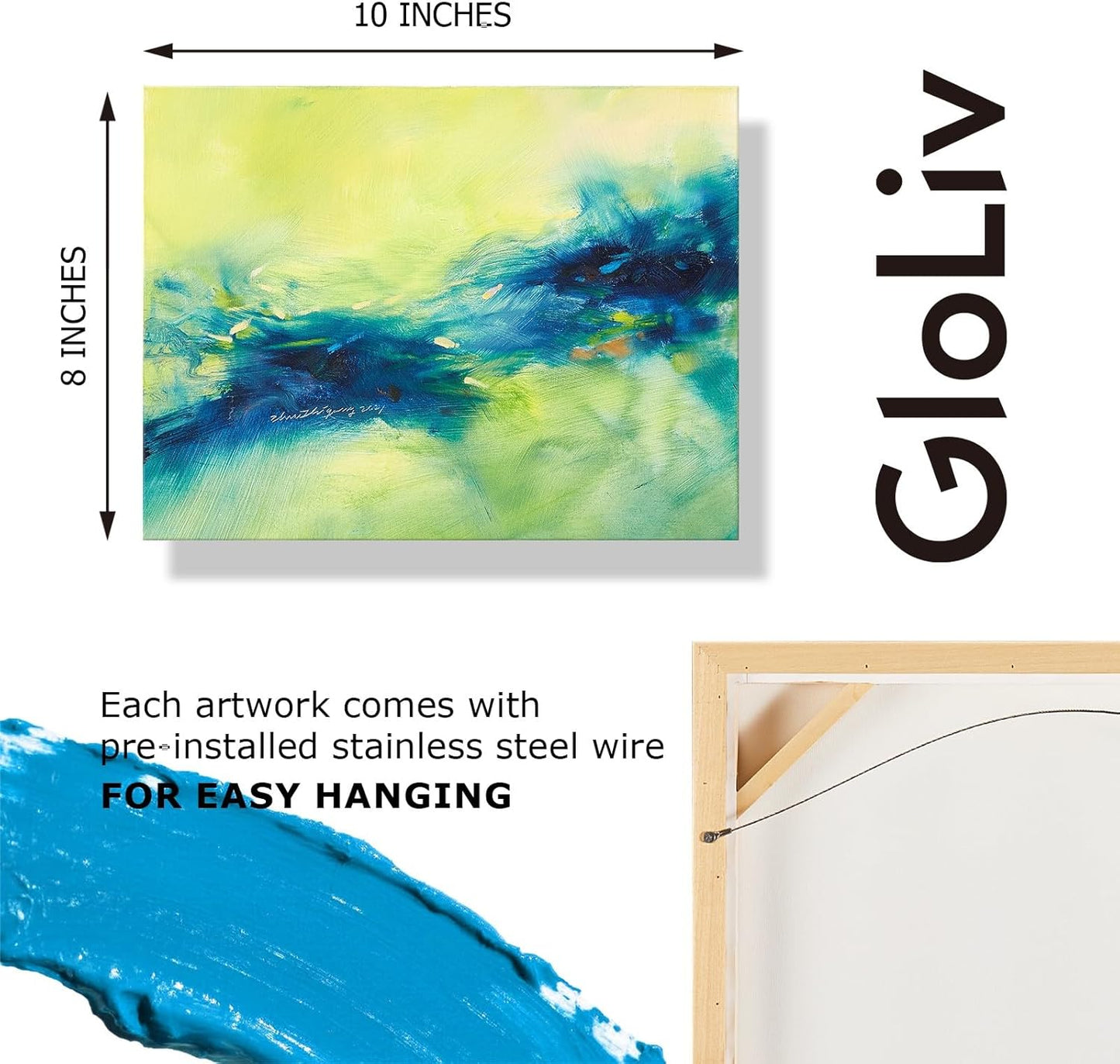 Gloliv Canvas Wall Art for Living Room – Abstract Wall Decor Painting, Artist-Authorized Reproduction Print – Modern Canvas Prints for Office, Bedroom, Bathroom & Kitchen Home Decor 10"x8"