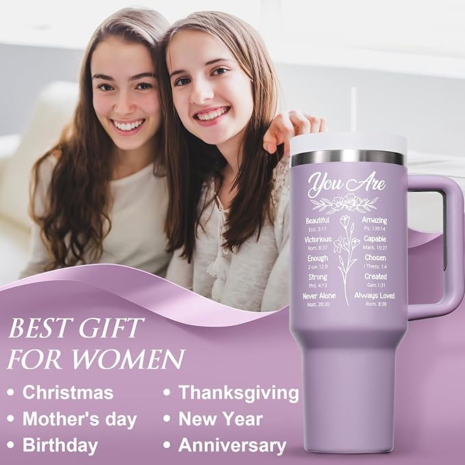 Christian Gifts for Women, Inspirational Religious Christmas Gift for Women Faith, Catholic Spiritual Jesus Birthday Xmas Gifts for Mom Grandma Friends Sister Wife Coworkers, 40 OZ Insulated Tumbler