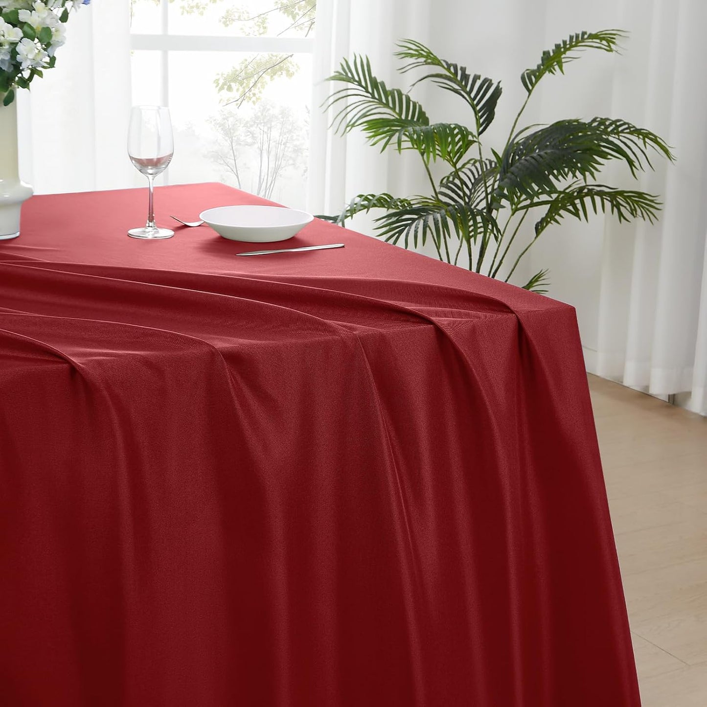 Rectangle Tablecloths 90x132 Inch 6 Pack Red Tablecloth Washable Decorative Linen Polyester Table Cloths for Dining Table Banquets Buffet Parties and Wedding
