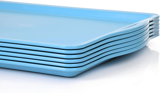 Mintra Home Large Unbreakable Plastic Rectangular Serving Tray/Platter with Handle 14 Inch 'Blue' (Heavy Duty,Large Capacity Great for Kitchen, Wedding, Restaurant Indoor or Outdoor Picnic Camping