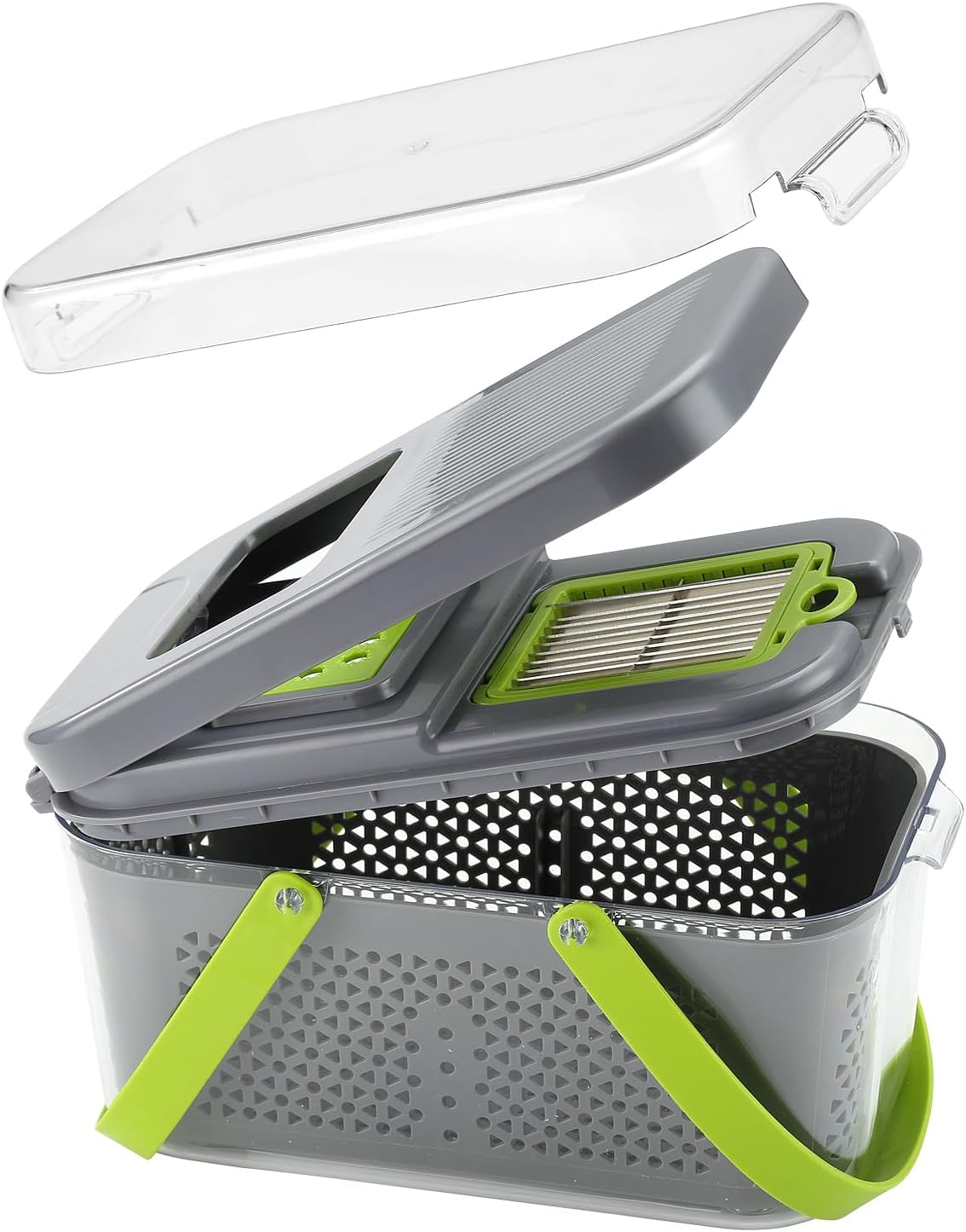 22PCS Multi-function Vegetable & Fruit Chopper, Mandolin Food Slicer, Veggie Shredder with Container, Essential Kitchen Gadgets (22 in 1, Gray)